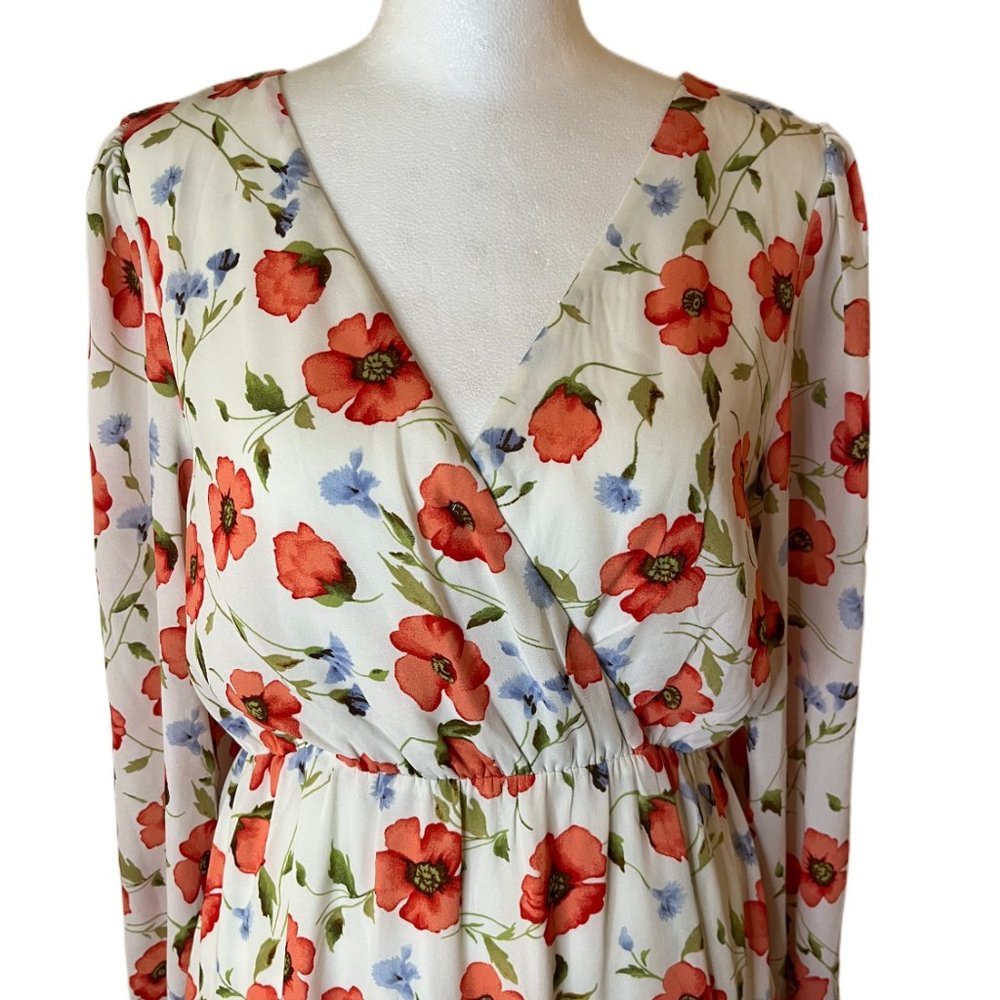 Forever 21 Floral Long Sleeve Tiered-Hem Mini Dress Size Medium - Picture 5 of 12